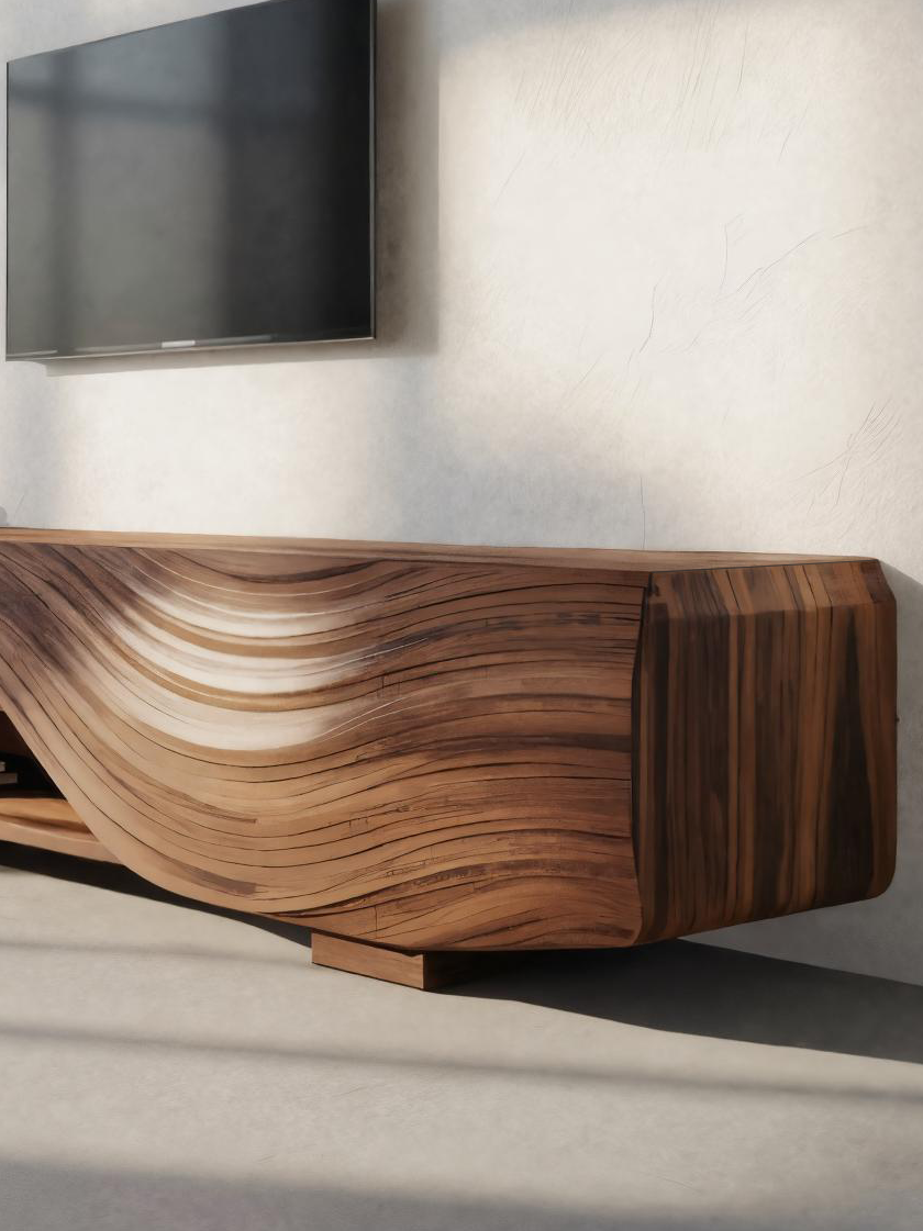 Mobile TV moderno con design a onda scolpita per soggiorno SITHTTTVC019