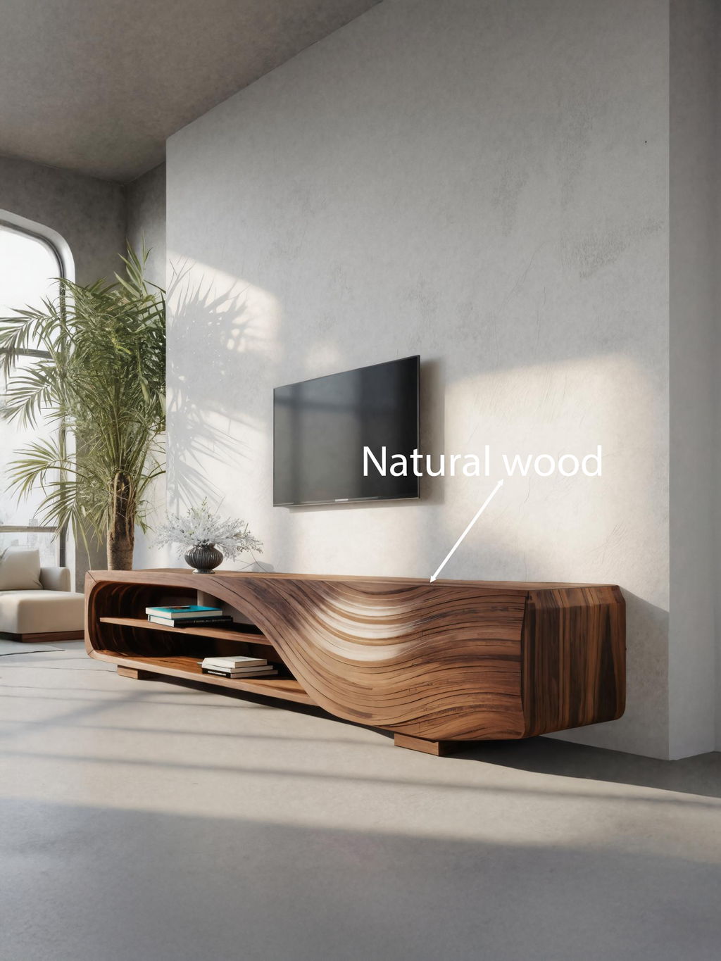 Mobile TV moderno con design a onda scolpita per soggiorno SITHTTTVC019