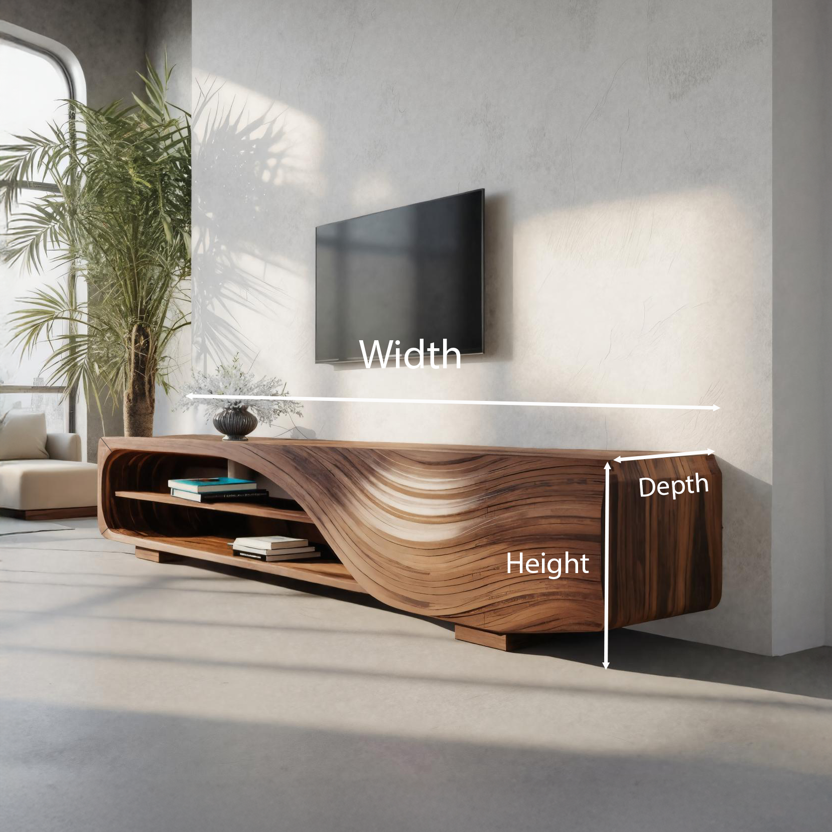 Mobile TV moderno con design a onda scolpita per soggiorno SITHTTTVC019