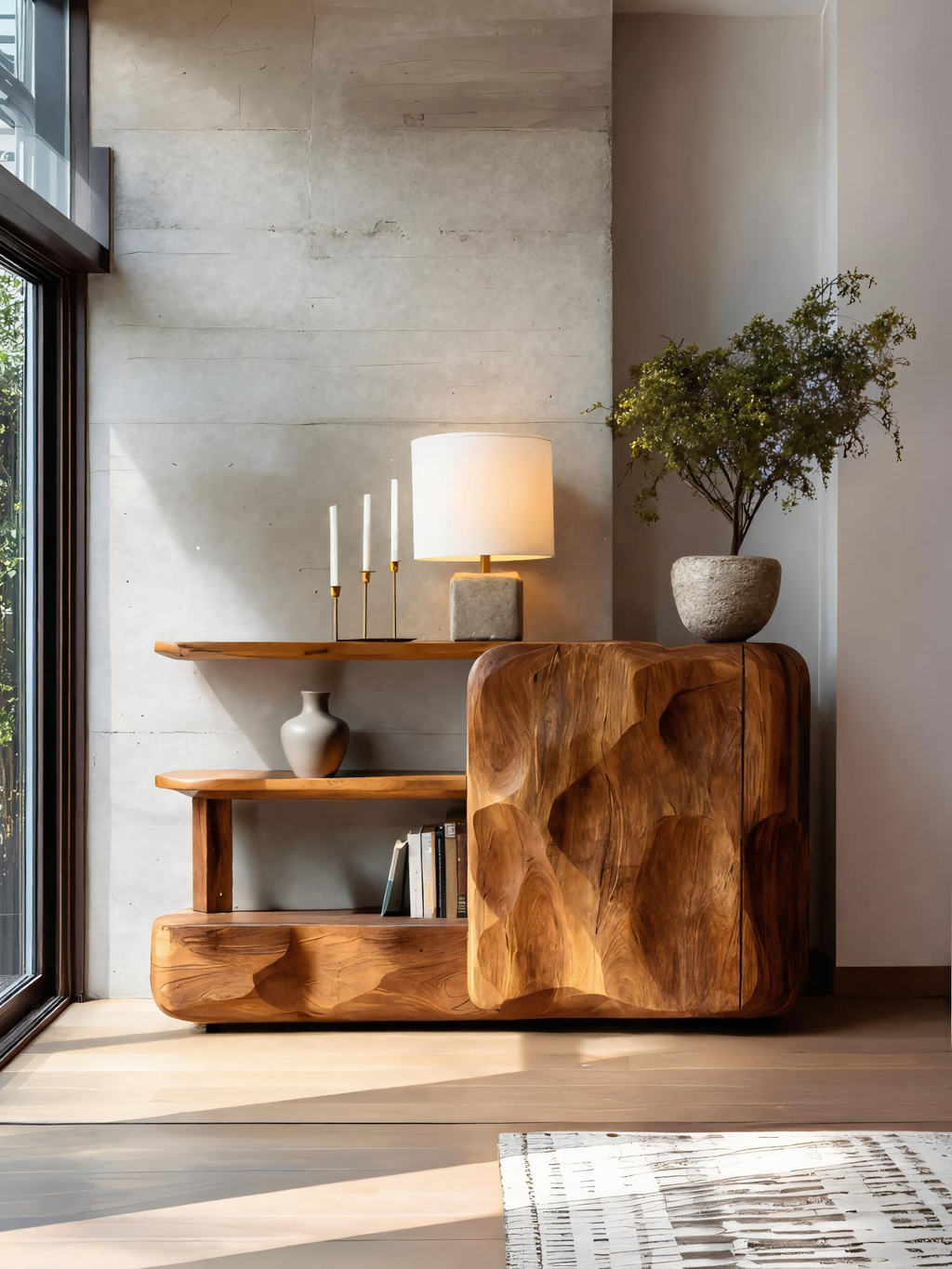 Credenza Artistica con Mobiletti e Ripiani per Soggiorno SITHTTSD024