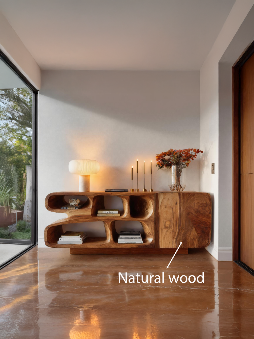 Madia moderna in legno con curve organiche per ingresso SITHTTSD026