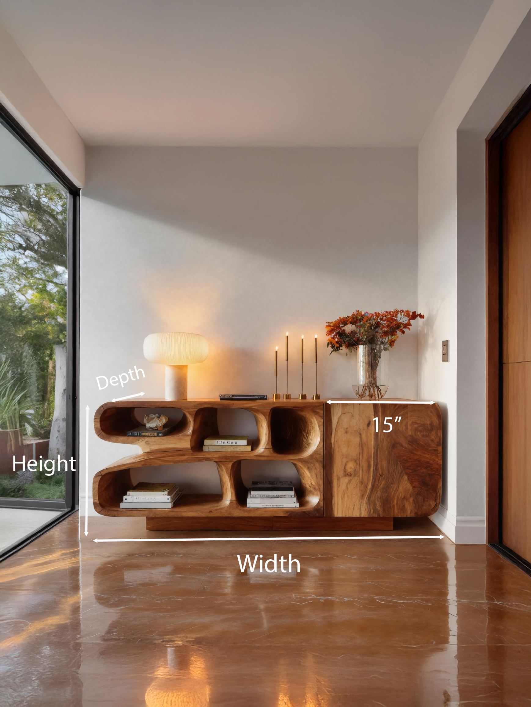 Madia moderna in legno con curve organiche per ingresso SITHTTSD026
