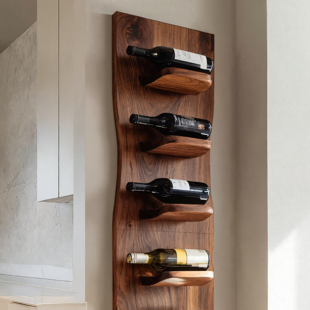 Portabottiglie da parete fatto a mano per l'arredamento della cucina RTTHTTWH001