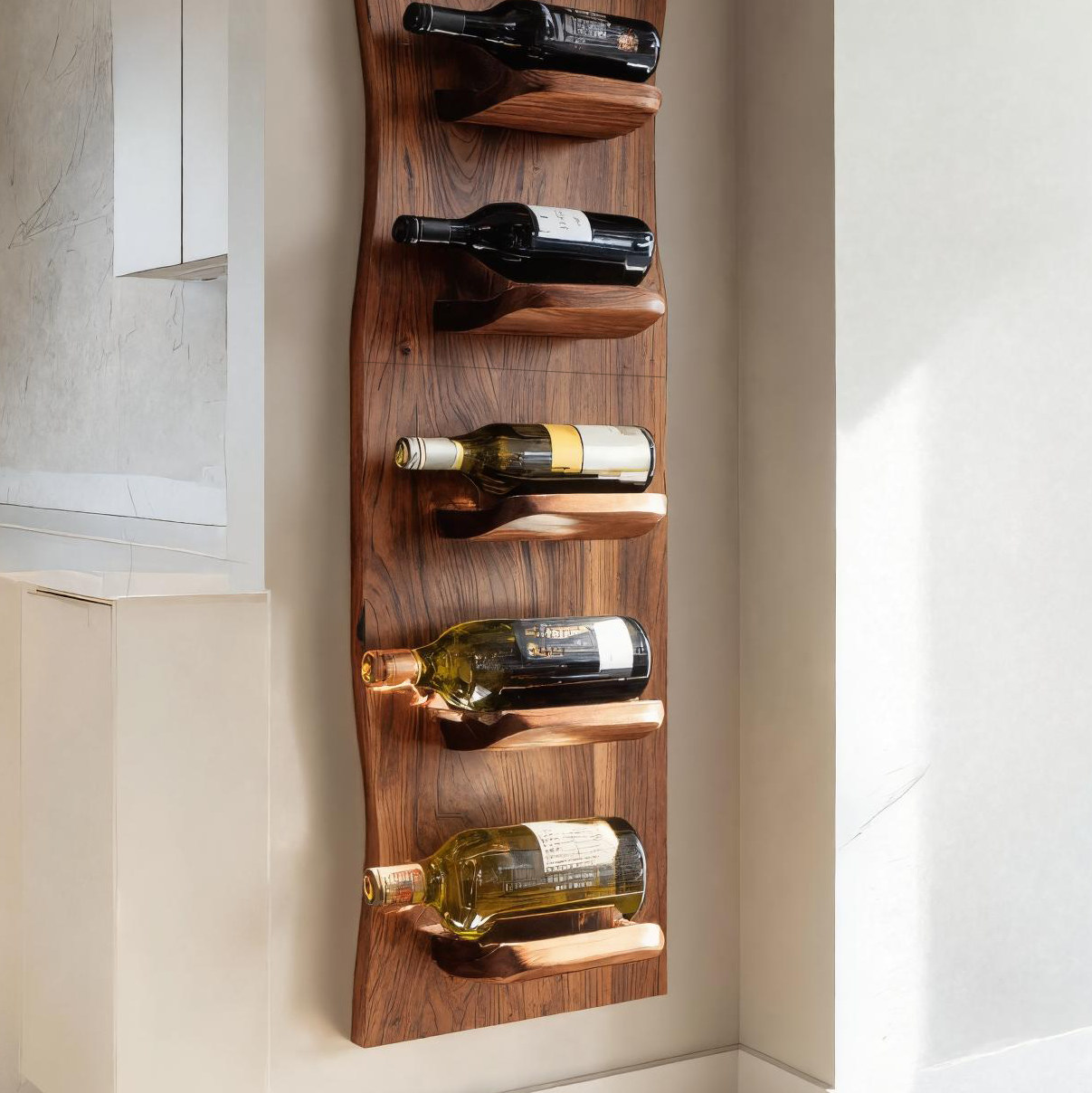 Portabottiglie da parete fatto a mano per l'arredamento della cucina RTTHTTWH001