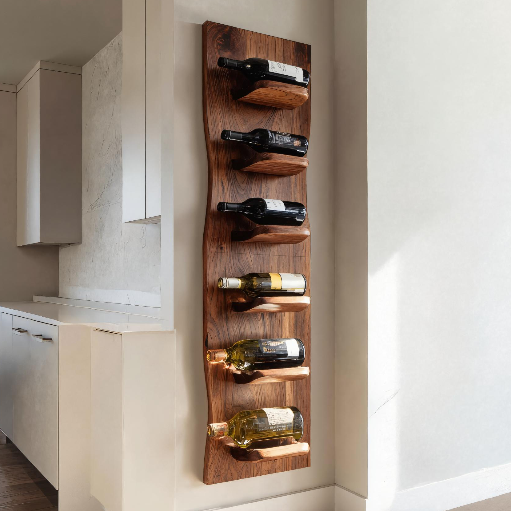 Portabottiglie da parete fatto a mano per l'arredamento della cucina RTTHTTWH001