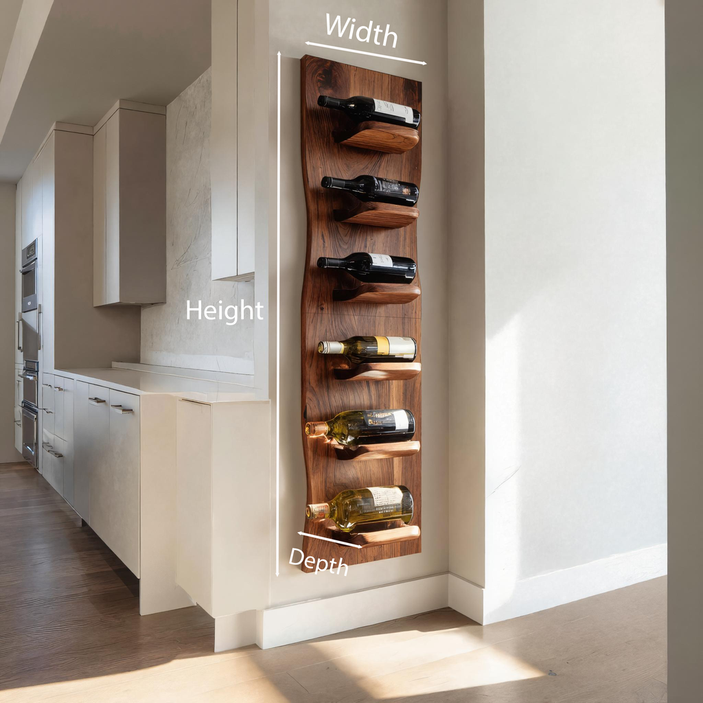 Portabottiglie da parete fatto a mano per l'arredamento della cucina RTTHTTWH001