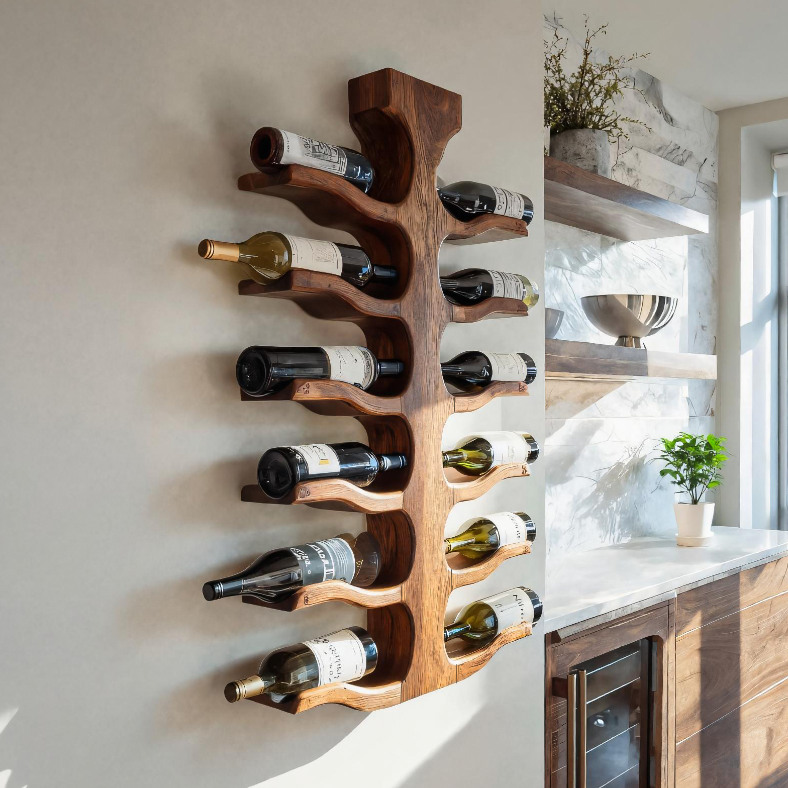 Portabottiglie da Parete Moderno per Bar, Decorazione per Conservazione RTTHTTWH004