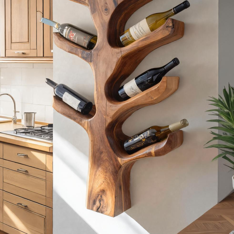 Portabottiglie Scultoreo Moderno a Forma di Ramo per la Cucina RTTHTTWH005
