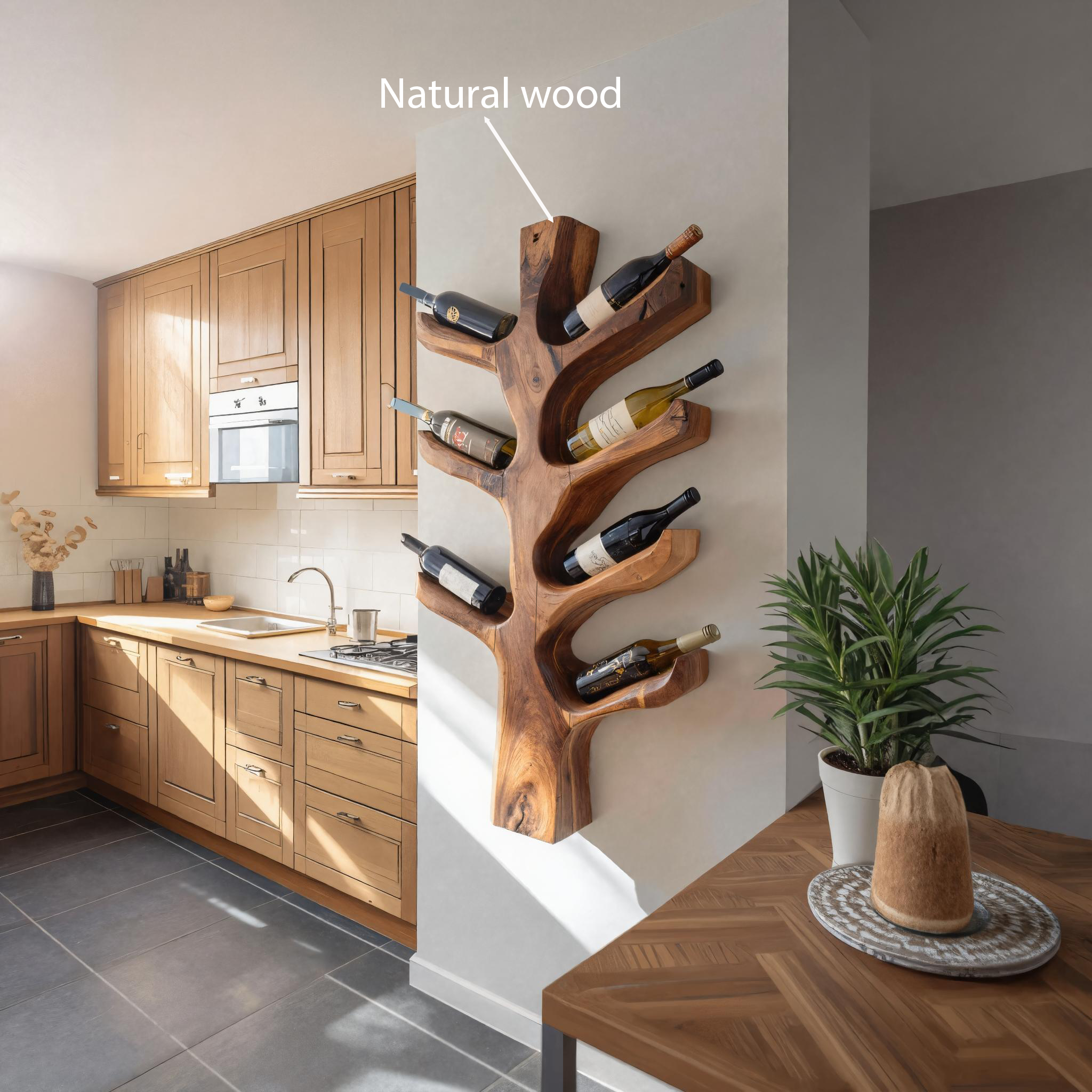 Portabottiglie Scultoreo Moderno a Forma di Ramo per la Cucina RTTHTTWH005