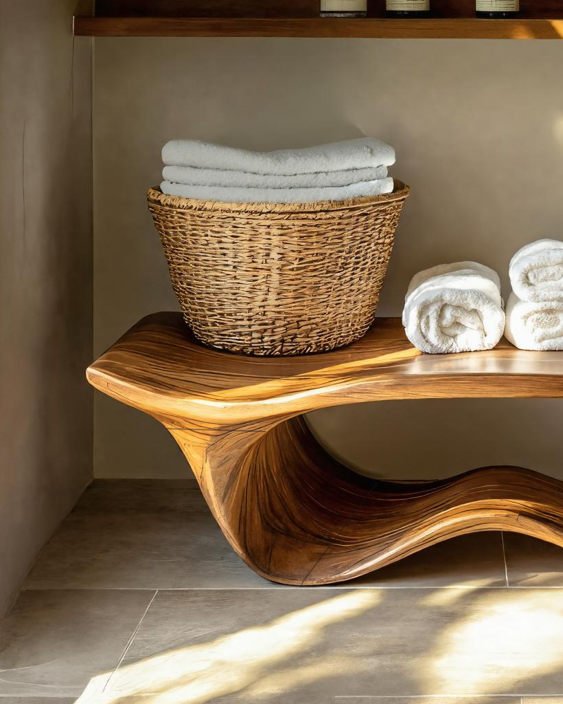 Panca da doccia scultorea organica per bagno SITHTTSB010