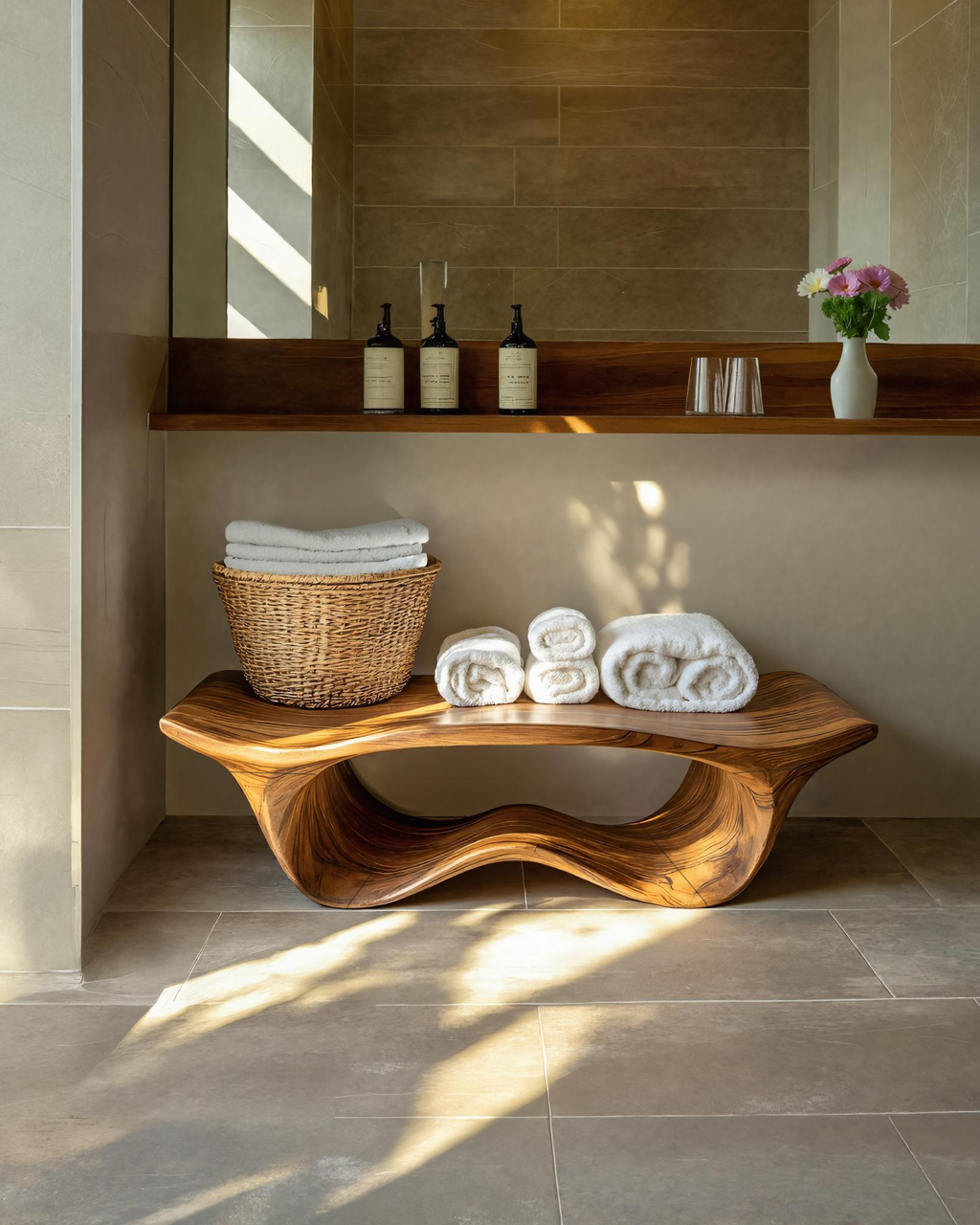 Panca da doccia scultorea organica per bagno SITHTTSB010