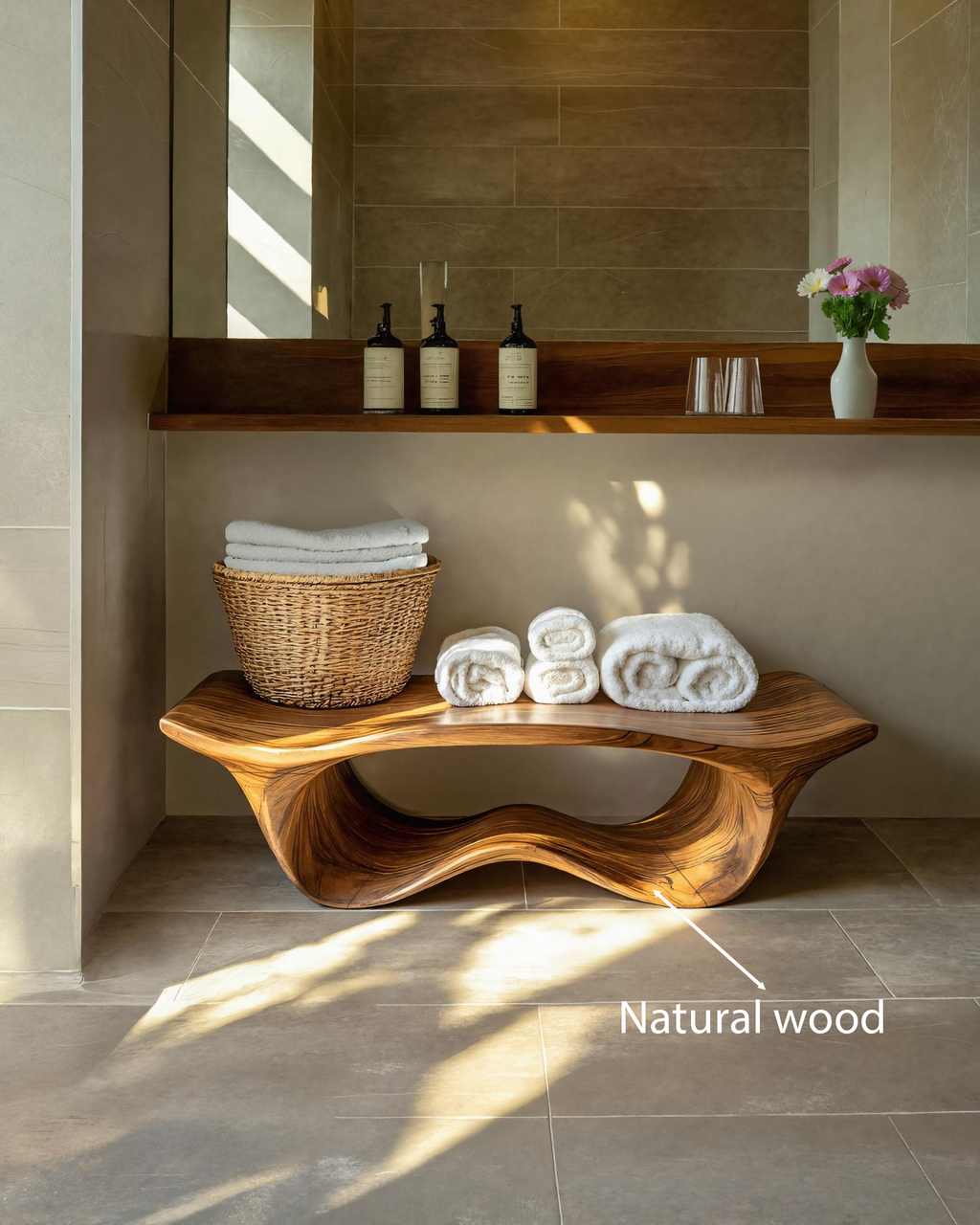 Panca da doccia scultorea organica per bagno SITHTTSB010