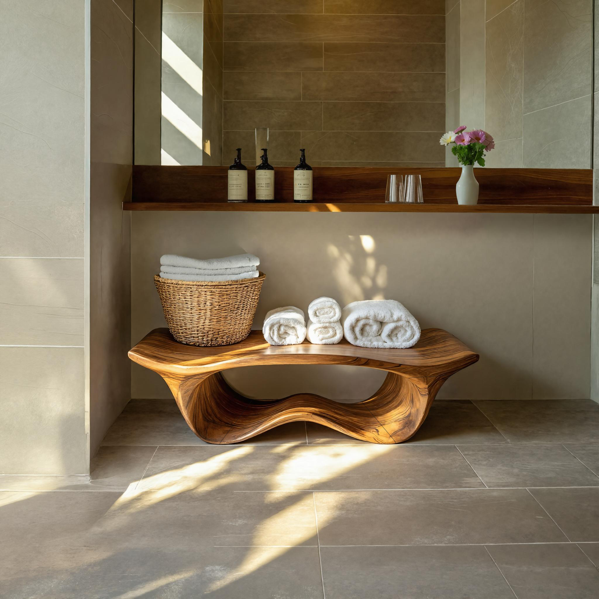 Panca da doccia scultorea organica per bagno SITHTTSB010