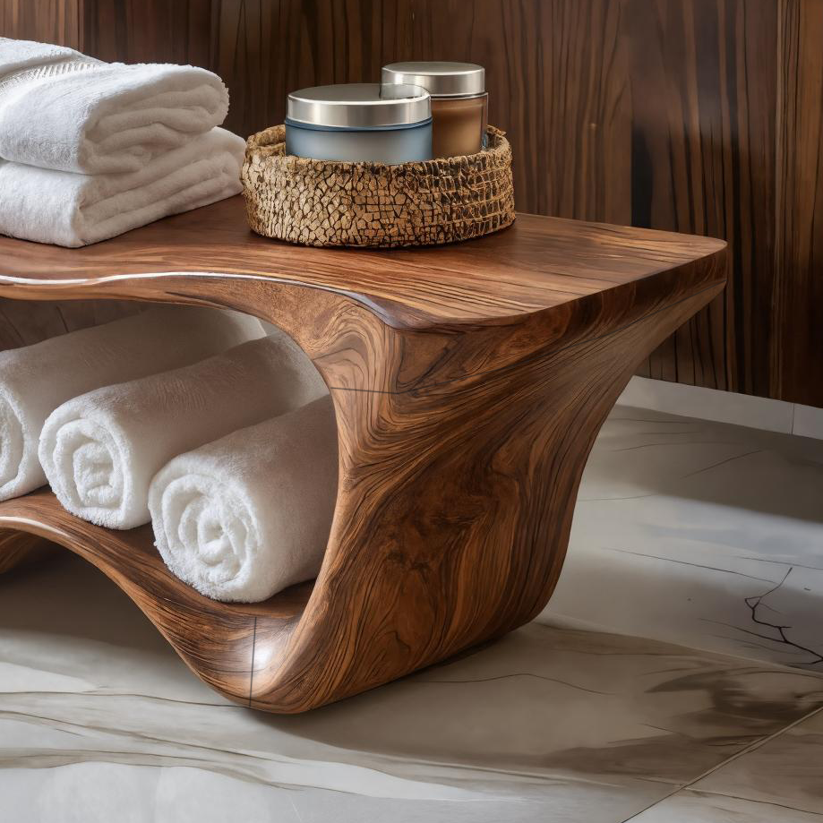 Panca doccia moderna scultorea a due livelli per l'arredamento del bagno RTTHTTSB016