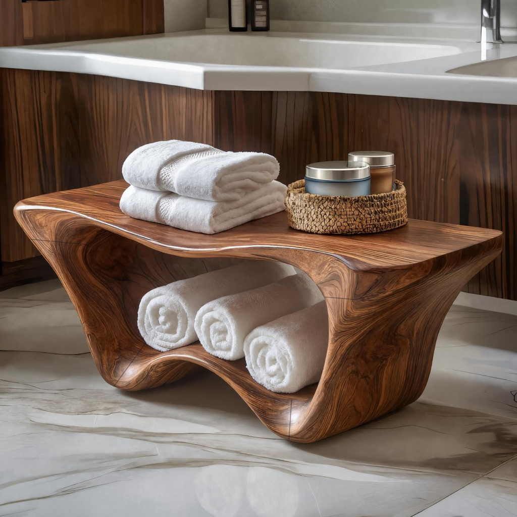 Panca doccia moderna scultorea a due livelli per l'arredamento del bagno RTTHTTSB016