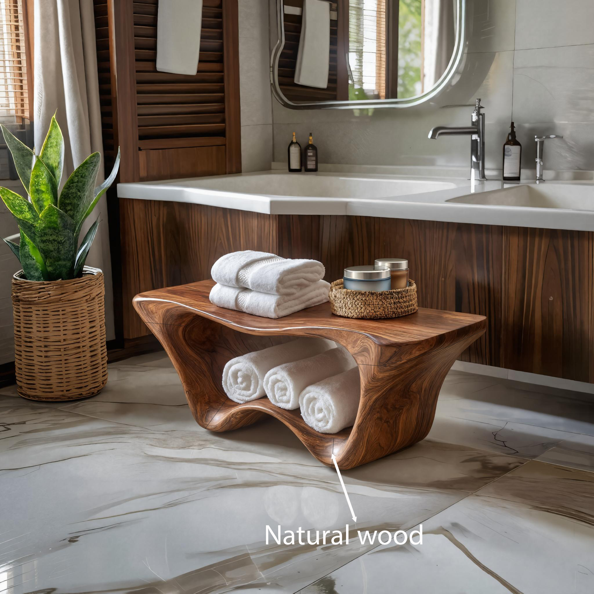 Panca doccia moderna scultorea a due livelli per l'arredamento del bagno RTTHTTSB016