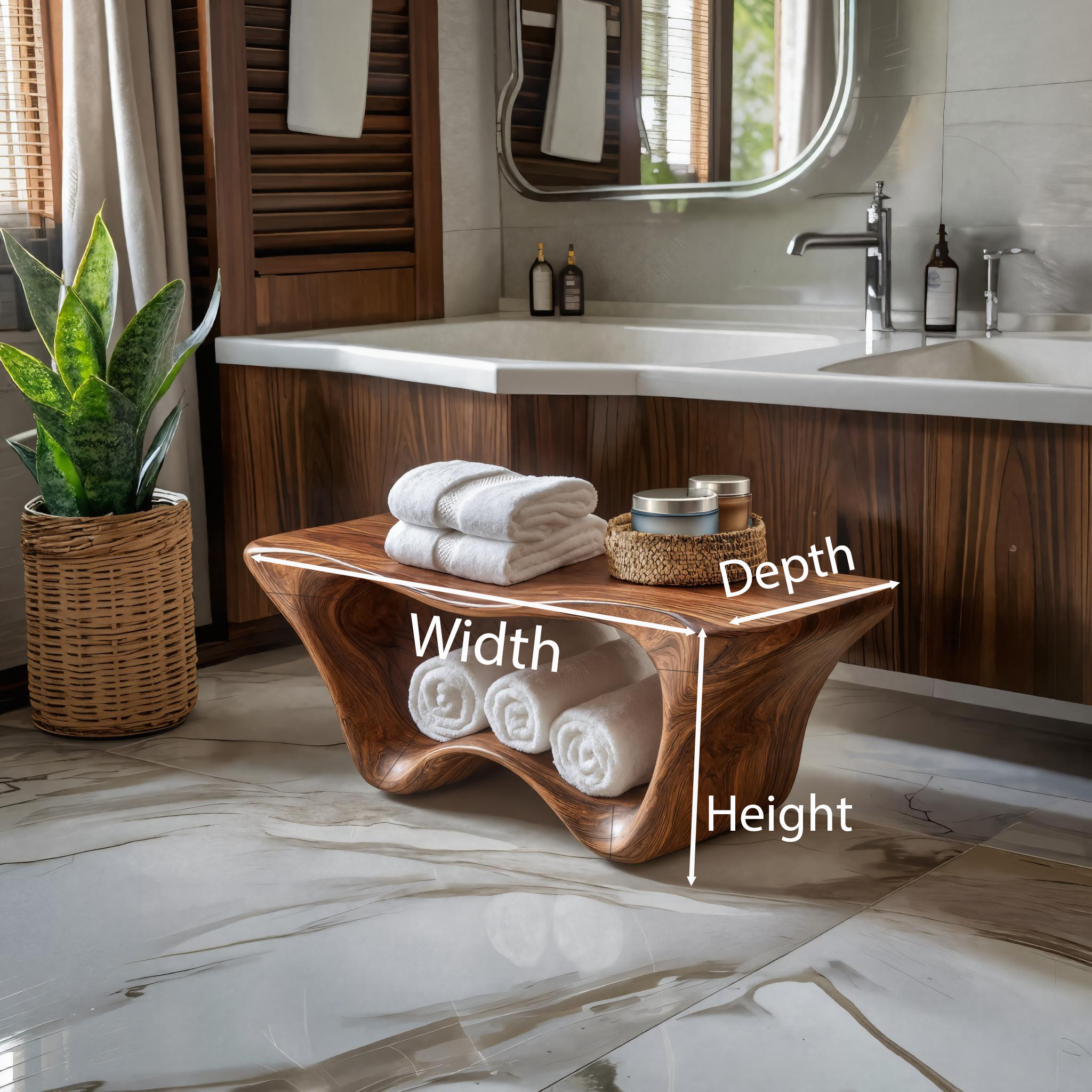 Panca doccia moderna scultorea a due livelli per l'arredamento del bagno RTTHTTSB016