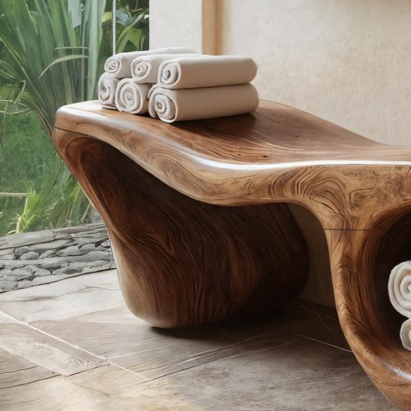 Panca Doccia Scolpita Wave Organica Doppio Contenitore Per Bagno RTTHTTSB019