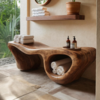 Panca Doccia Scolpita Wave Organica Doppio Contenitore Per Bagno RTTHTTSB019