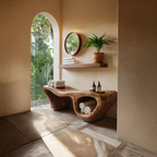Panca Doccia Scolpita Wave Organica Doppio Contenitore Per Bagno RTTHTTSB019