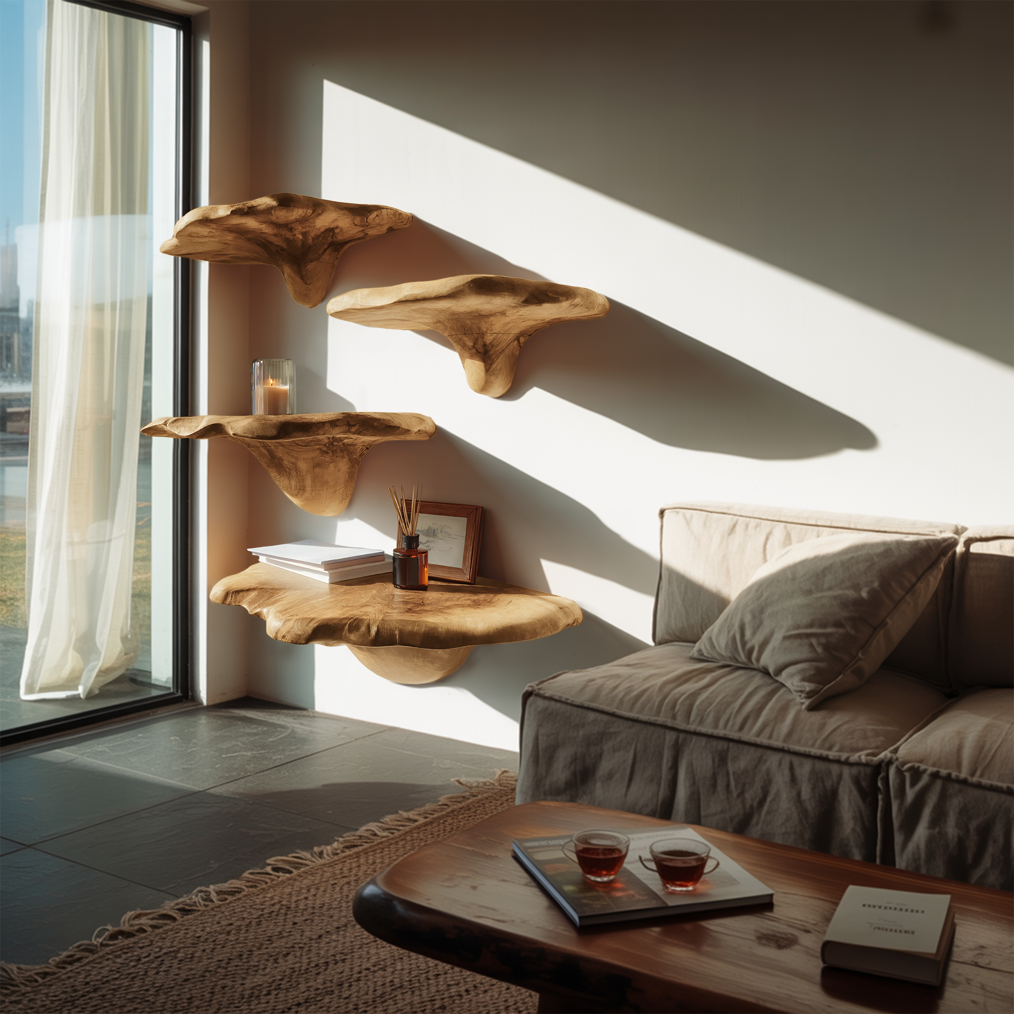 Scaffale a mensola a fungo Mid Century con bordo irregolare per arredamento di design SILDTTNMR003