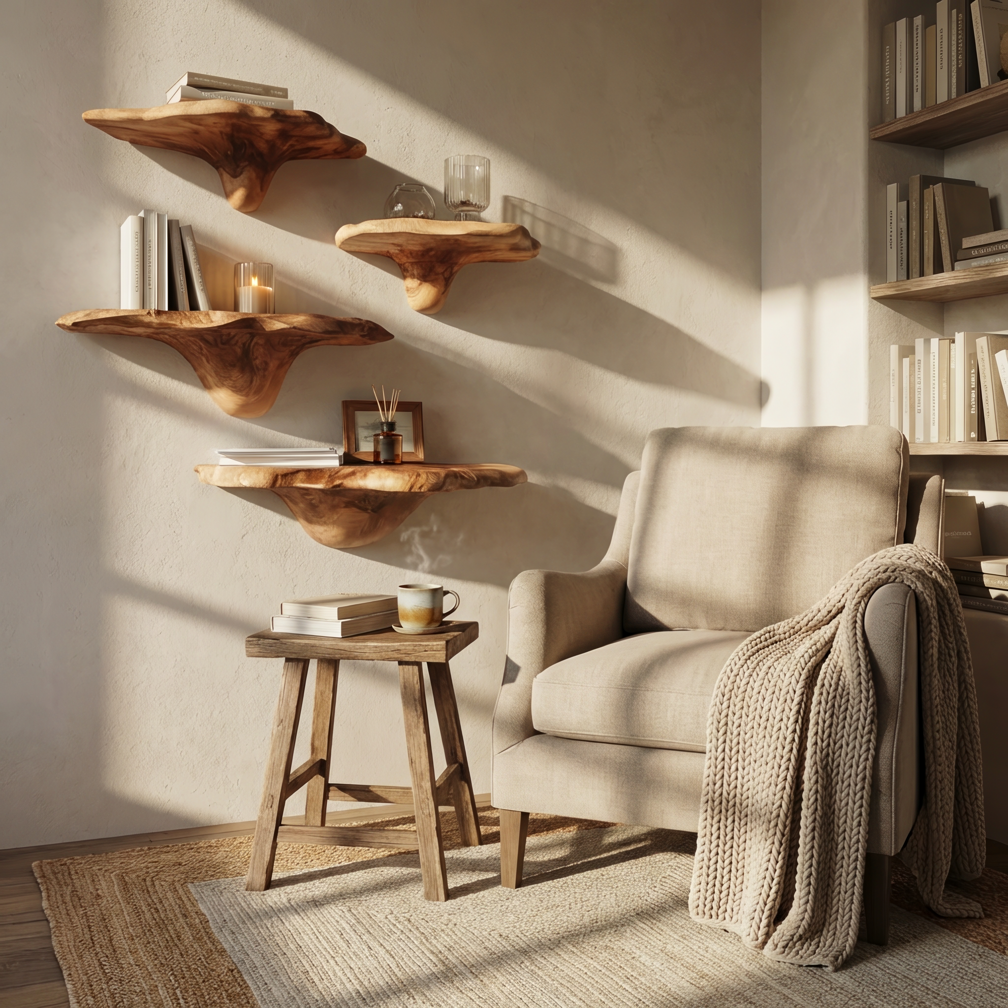 Scaffale a mensola a fungo Mid Century con bordo irregolare per arredamento di design SILDTTNMR003