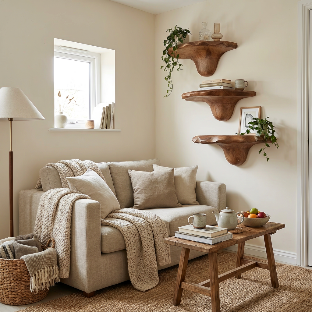 Mensola a Fungo in Legno Mid-Century per Decorazione Soggiorno e Camera da Letto SILDTTNMR001