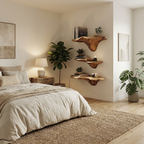 Mensola a Fungo Artigianale in Legno con Bordo Naturale per Arredamento Artistico SILDTTRMR015