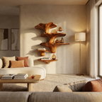 Mensola a fungo moderna in legno massello per design e esposizione all'ingresso SILDTTRMR008