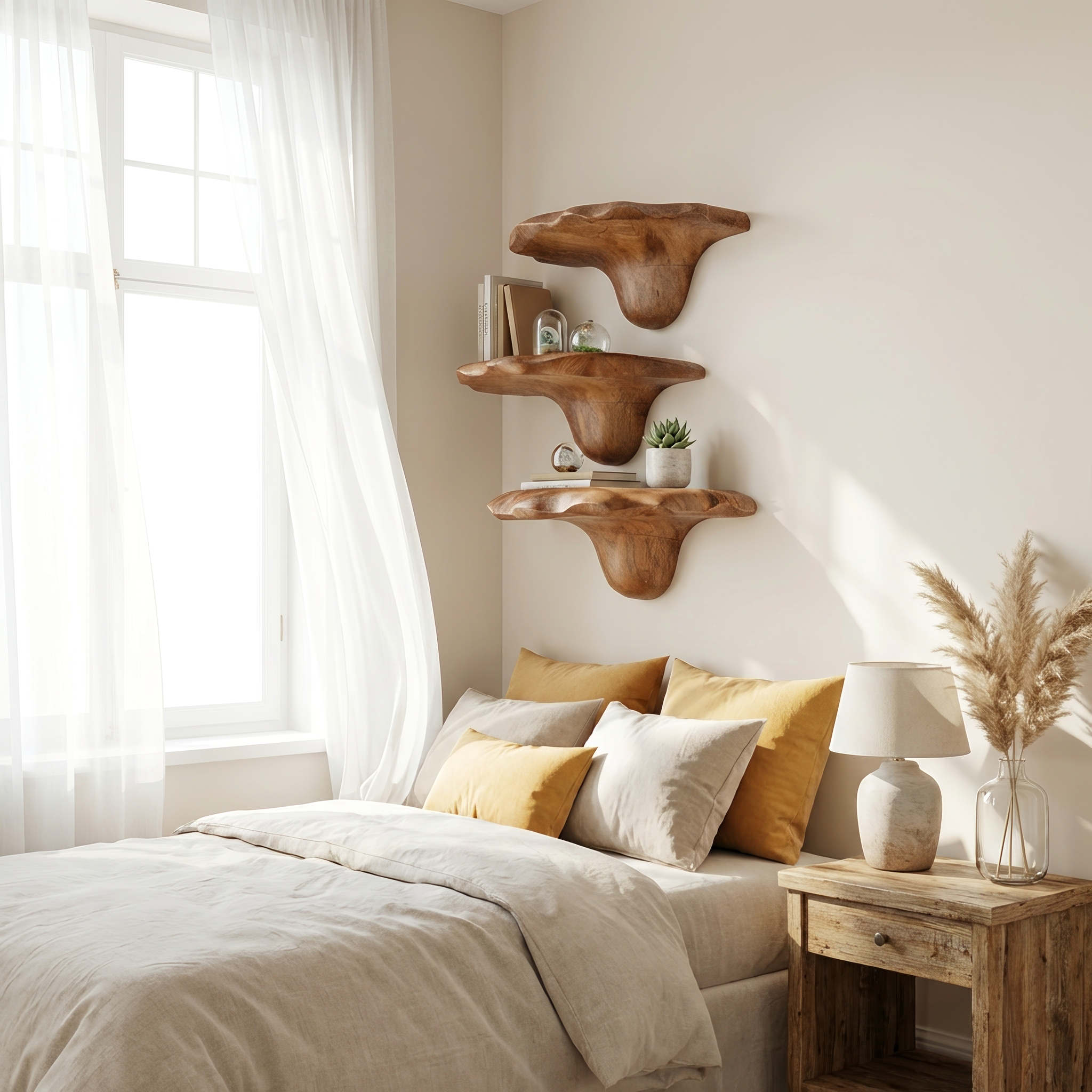 Mensola a Fungo in Legno Mid-Century per Decorazione Soggiorno e Camera da Letto SILDTTNMR001