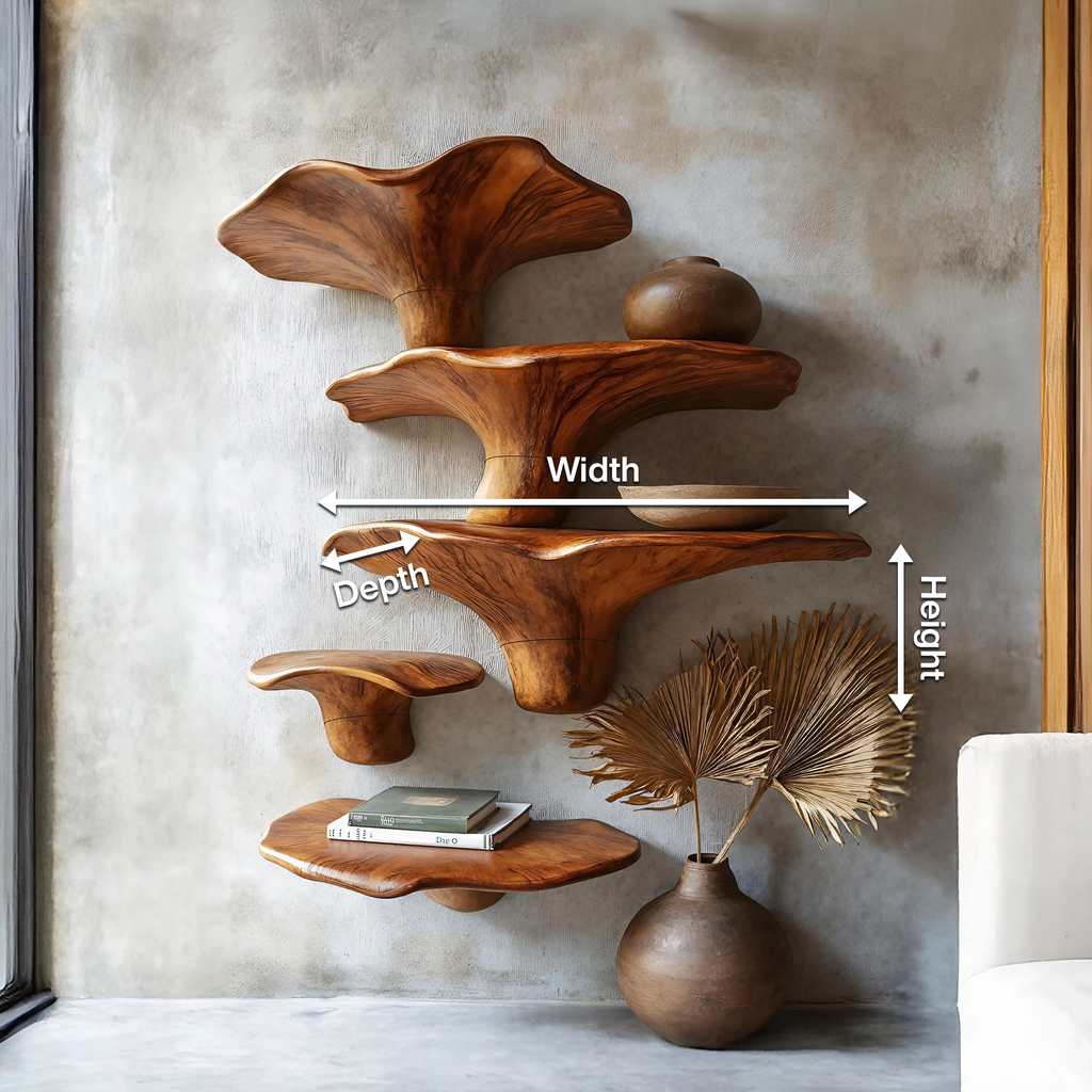 Mensola a fungo moderna in legno massello per design e esposizione all'ingresso SILDTTRMR008