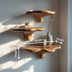 Mensola a fungo rustica in legno con bordo naturale per uno stile di arredamento autentico SILDTTNMR006