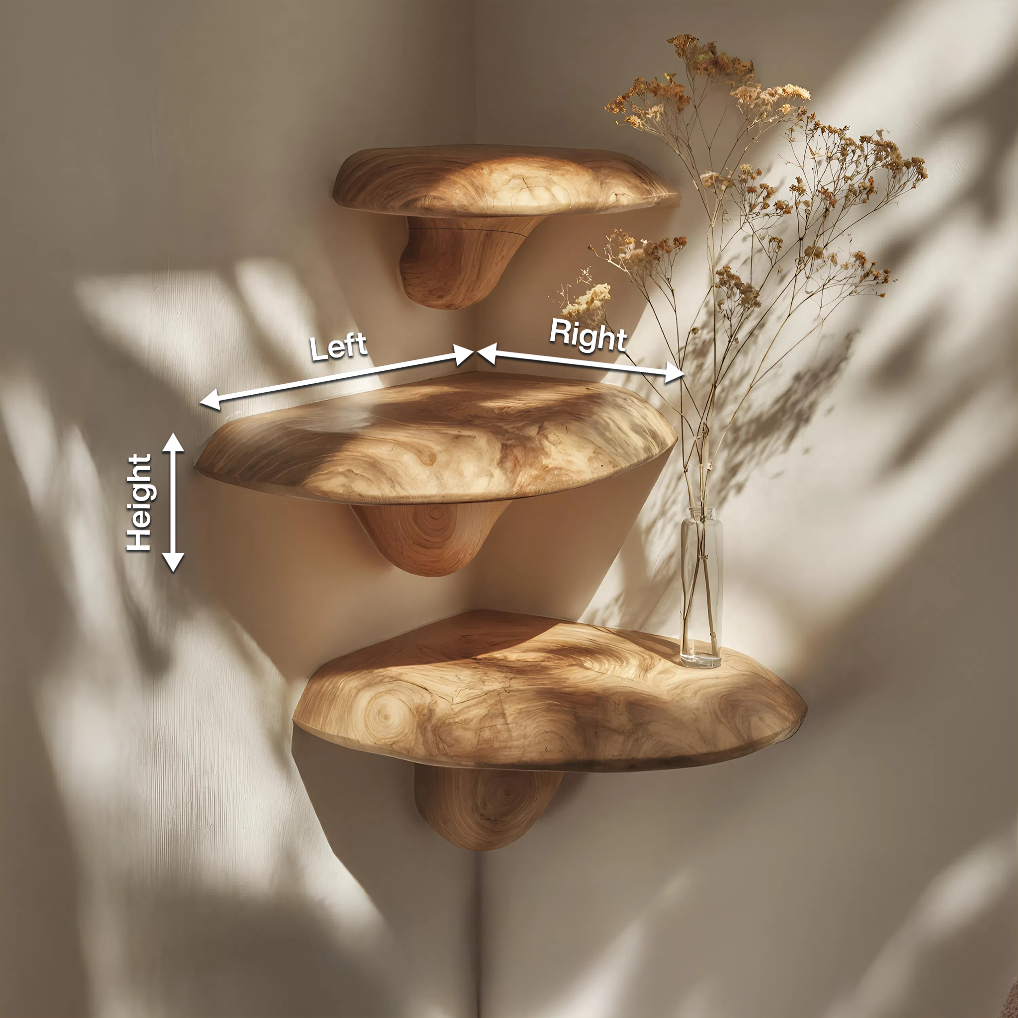 Farmhouse Solid Wood Mushroom Shelf For Bedroom Decor And Furniture Design SILDTTNCMS002