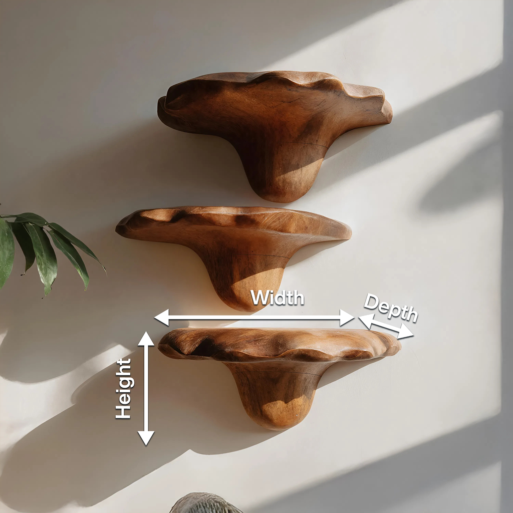 Mensola a Fungo in Legno Mid-Century per Decorazione Soggiorno e Camera da Letto SILDTTNMR001