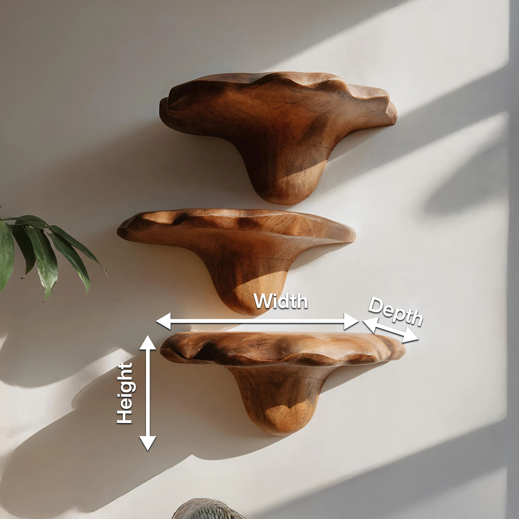 Mensola a Fungo in Legno Mid-Century per Decorazione Soggiorno e Camera da Letto SILDTTNMR001