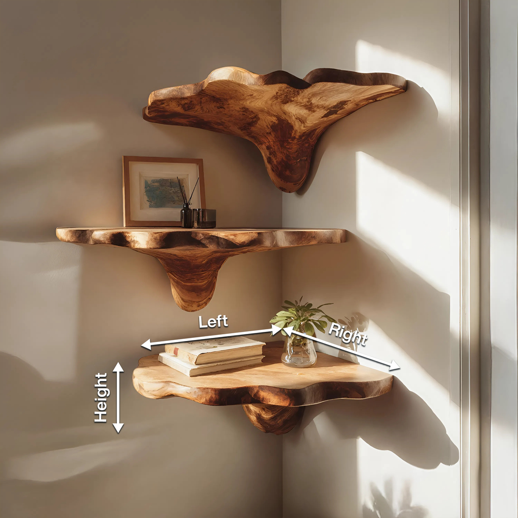 Handcrafted Wooden Live Edge Mushroom Shelf For Entryway Design SILDTTNCMS003