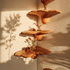 Handcrafted Solid Wood Mushroom Shelf For Bedroom Interior Decor SILDTTNCMS012