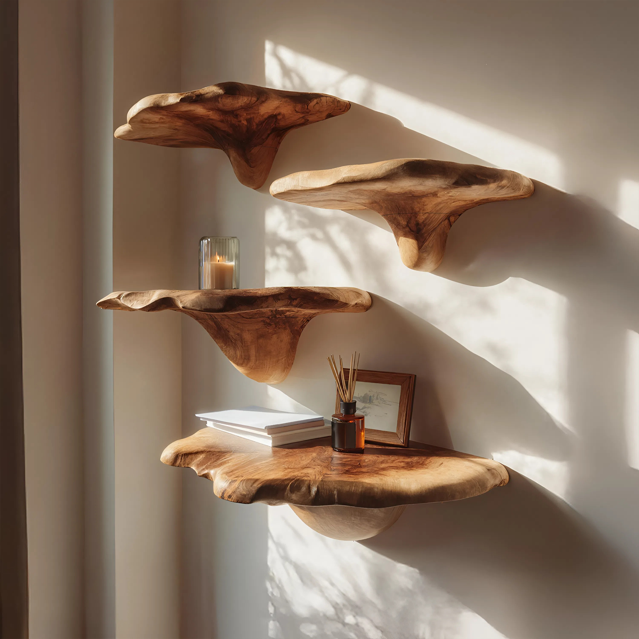 Scaffale a mensola a fungo Mid Century con bordo irregolare per arredamento di design SILDTTNMR003