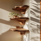 Mid Century Wooden Live Edge Mushroom Shelf For Furniture Decor SILDTTNCMS013