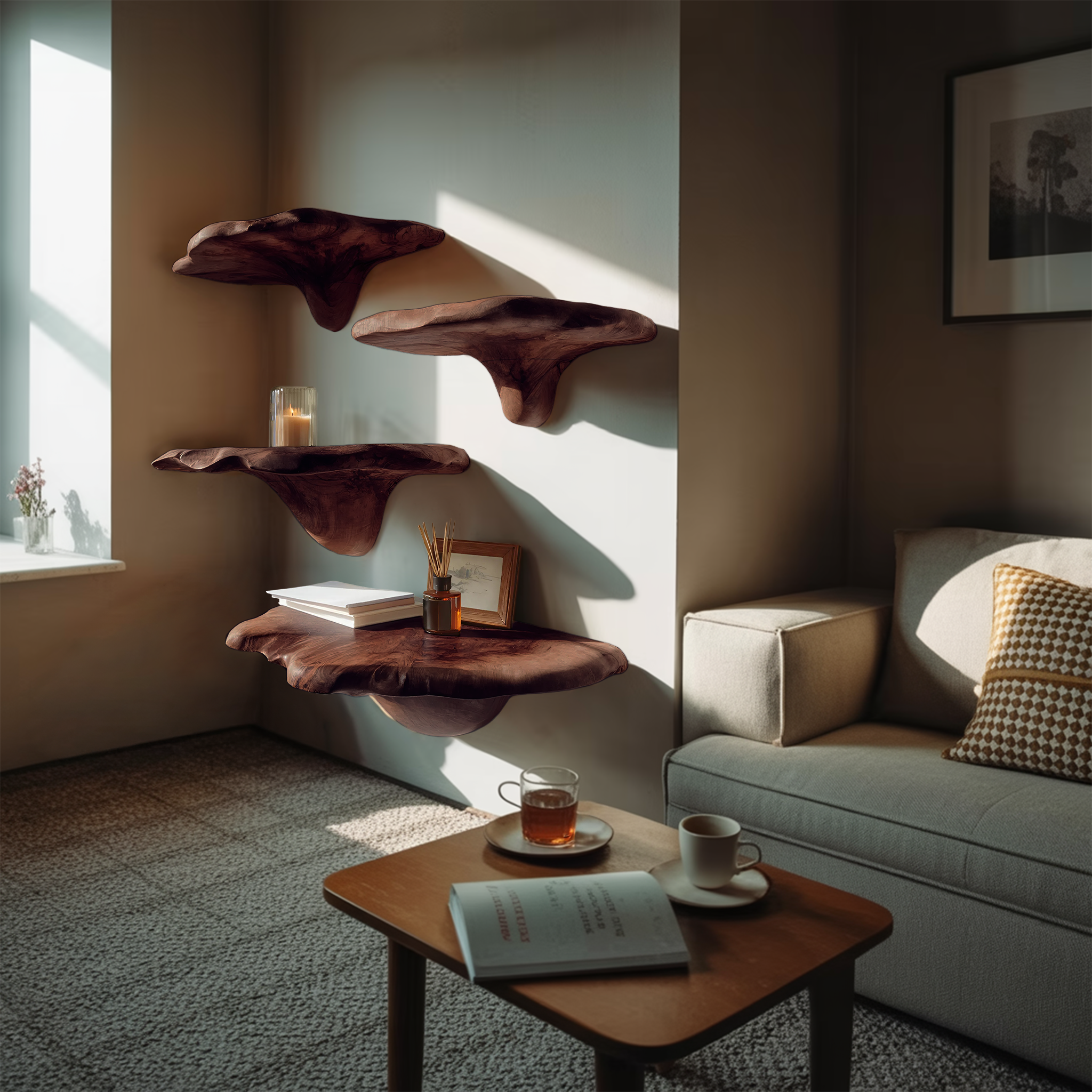 Scaffale a mensola a fungo Mid Century con bordo irregolare per arredamento di design SILDTTNMR003